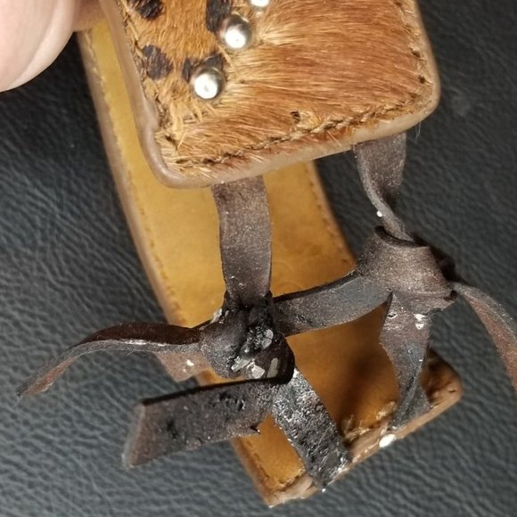 Cowhide Concho Leather Cuff Handmade Unique - Picture 6 of 6